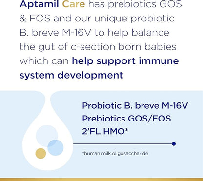 Aptamil Care Stage 2, Milk Based Powder Infant Formula for 6+ Months, Also for C-section born babies, with DHA & ARA, Omega 3 & 6, Prebiotics, Contains No Palm Oil, 28.2 Ounces, Packaging May Vary