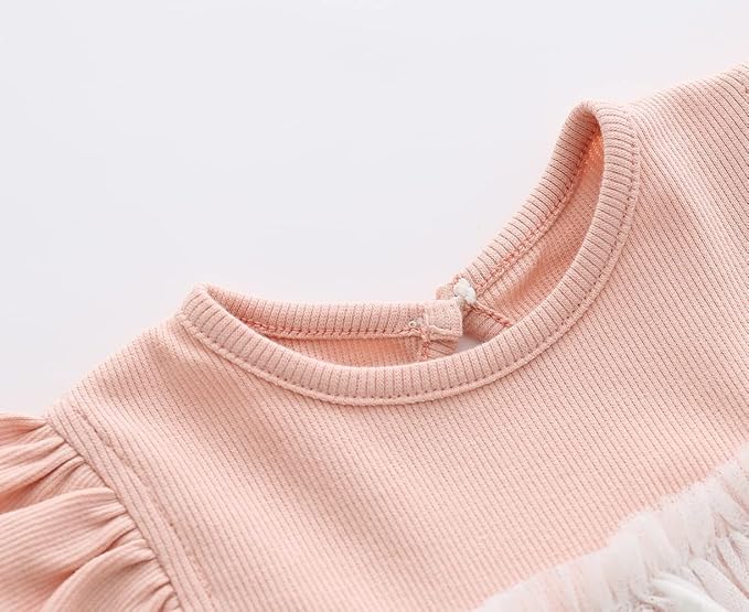 Vivobiniya Toddler Girl Ruffle Daisy Tulle Bodysuit Dress Baby Girl Romper Long Short Sleeve Clothes