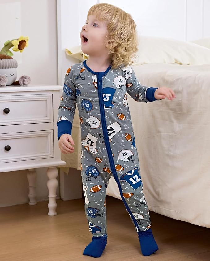 Bamboo Viscose Baby Convertible Footie Pajama, Zipper Pajamas for Baby Boys & Girls, Sleep & Play Footed Pjs