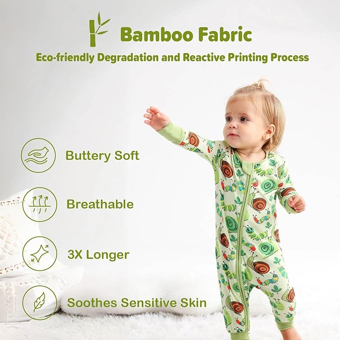 Unisex Infant Neutral Zipped Footies, Viscose from Bamboo 2-Way Zipper Romper Outfit, 0-24 Months One-piece Jumpsuit