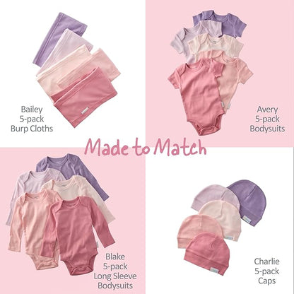 Blake 5-Pack Long Sleeve Bodysuits 100% Organic Cotton Baby Boys & Girls