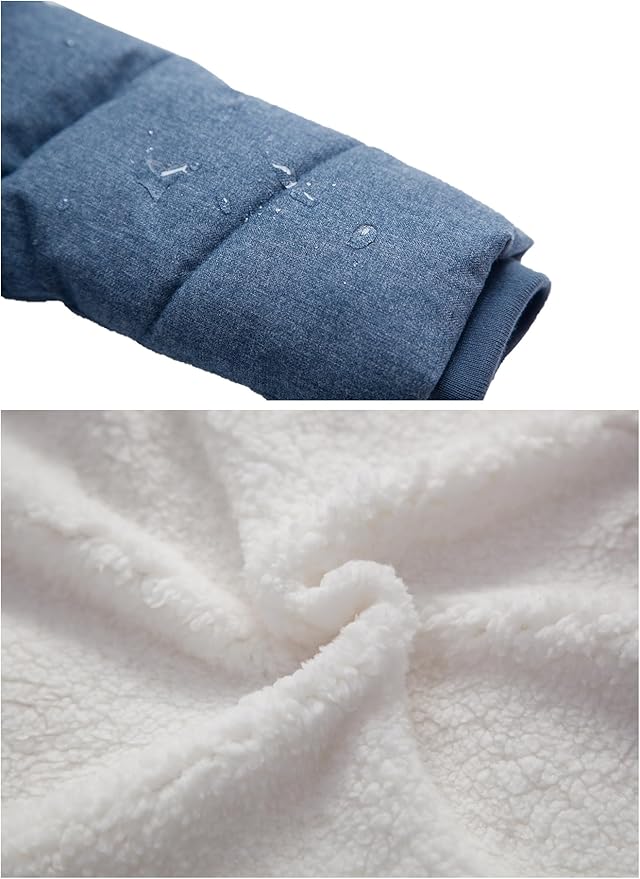 Rokka&Rolla Baby Boys' Sherpa Lined Puffer Jacket Warm Winter Coat with Mini Fur Trim Hood for Newborn Infants Toddler