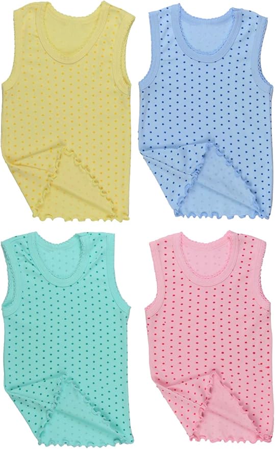 ToBeInStyle Girl's 4 Pack Ruffle Hem Cotton Tank Tops