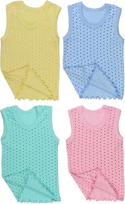 ToBeInStyle Girl's 4 Pack Ruffle Hem Cotton Tank Tops