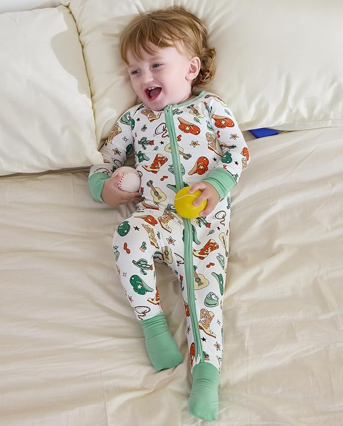 Bamboo Viscose Baby Convertible Footie Pajama, Zipper Pajamas for Baby Boys & Girls, Sleep & Play Footed Pjs