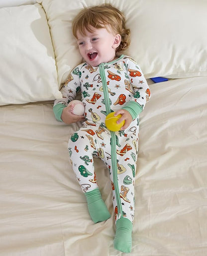 Bamboo Viscose Baby Convertible Footie Pajama, Zipper Pajamas for Baby Boys & Girls, Sleep & Play Footed Pjs