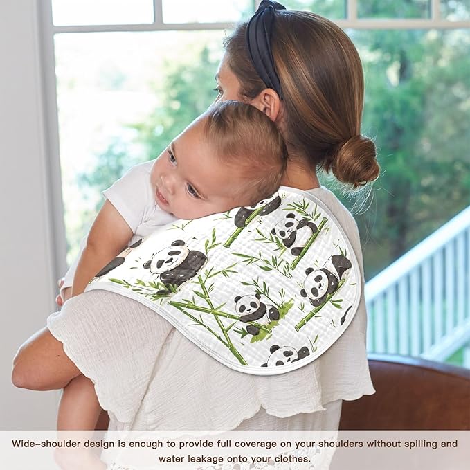 vvfelixl Pandas Bamboo Burp Cloths for Baby Boy Girls Baby Washcloths Burp Rags 1 Pack