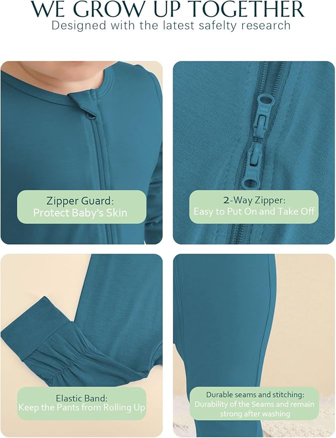 Jimonda Baby Footless Pajamas,Two Zip Closure Long Sleeve Romper,Infant Clothes Pjs 4 Pcs