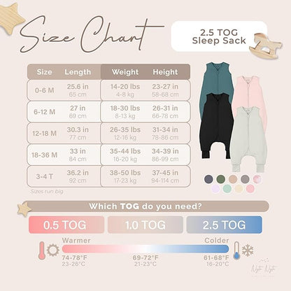 Nyte Nyte Baby - Sleeveless Soft Baby & Toddler Sleeping Sack, Breathable with Adjustable Feet Cuffs & Anti-Slip Grip