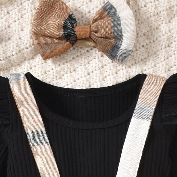 Unutiylo Preemie Newborn Baby Girl Clothes Romper Suspender Dress Fall Winter Outfits Ruffle Long Sleeve Jumpsuit