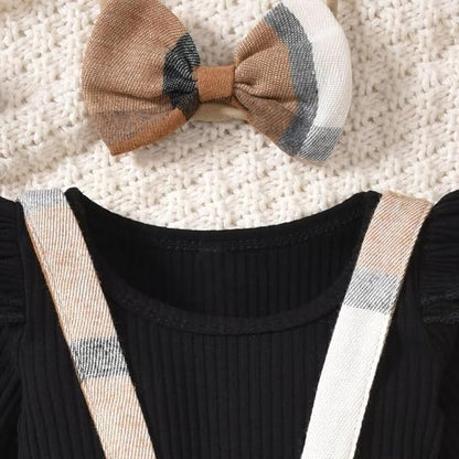 Unutiylo Preemie Newborn Baby Girl Clothes Romper Suspender Dress Fall Winter Outfits Ruffle Long Sleeve Jumpsuit