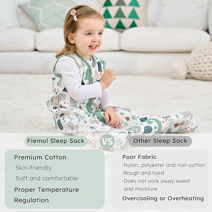 Baby Sleep Sack 0-6 months, 100% Cotton Sleeping Sack for Newborn and Infant, 3 Pack Baby Wearable Blanket for Boy and Girl, 0.5 Tog Lightweight Double Zipper Sleep Bag Green Apricot Bear