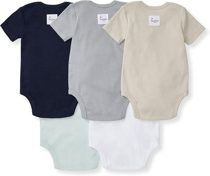 Burt's Bees Baby Organic Cotton Bodysuits – Baby Boy & Girl Short and Long Sleeve One-Pieces, 5-Pack