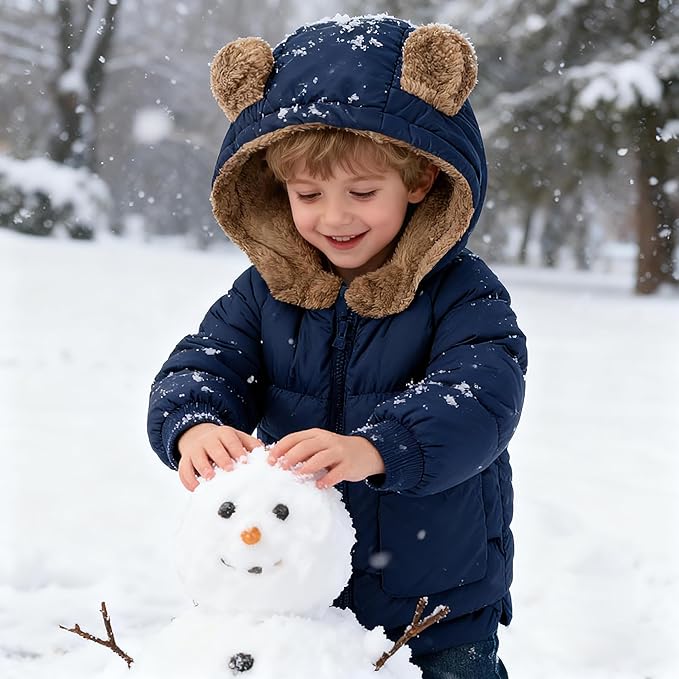 TUONROAD Baby Girls Coats for 6 Months-5 Years Toddlers Boy Winter Jacket Warm Bear Hooded Outdoor Coats Size 5