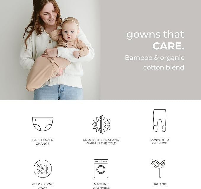 goumikids Viscose Made from Bamboo Organic Cotton Convertible Baby Gown
