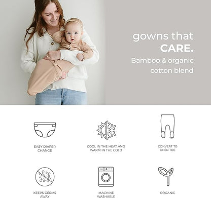 goumikids Viscose Made from Bamboo Organic Cotton Convertible Baby Gown