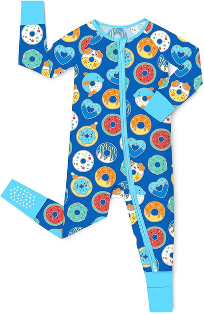 Bamboo Viscose Baby Convertible Footie Pajama, Zipper Pajamas for Baby Boys & Girls, Sleep & Play Footed Pjs