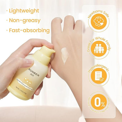 RUNBEN Baby Face Cream with Egg Yolk Oil, 48H Deep Moisturizing, Gentle & Non-Greasy Kids Face Lotion, Dry & Sensitive Skin Care for Baby, Fragrance-Free, 1.76 oz