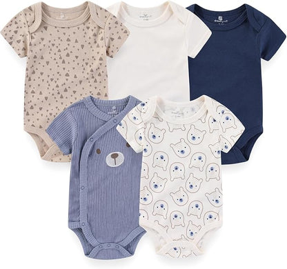 Baby Boy Girl Bodysuit 5 Pack Cotton Short Sleeve Romper Soft Baby Clothes Outfit 0-12 Month