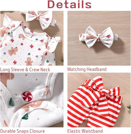 Aalizzwell Preemie Newborn Infant Baby Girls Clothes Ribbed Romper Bodysuit Pants Set Fall Winter Outfits