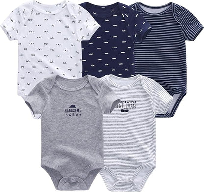 Fashion Unisex baby Boy Girl Bodysuits 5-Pack Casual Cotton Soft Infants Outfit New born Clothes