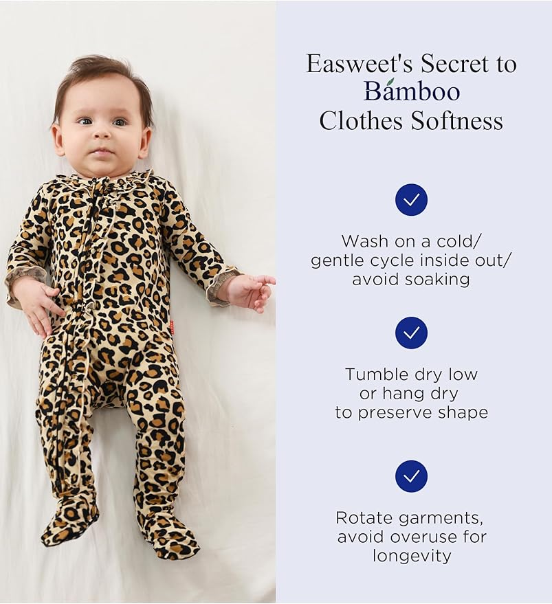 Bamboo Viscose Baby Girl Footie Pajamas, Newborn Sleepers Infant Onesie, 2-Way Zipper Footed Pjs