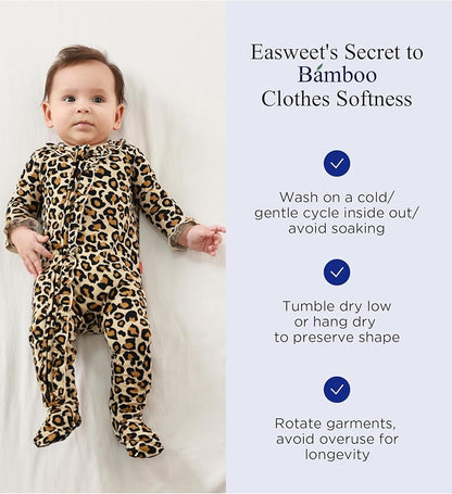 Bamboo Viscose Baby Girl Footie Pajamas, Newborn Sleepers Infant Onesie, 2-Way Zipper Footed Pjs