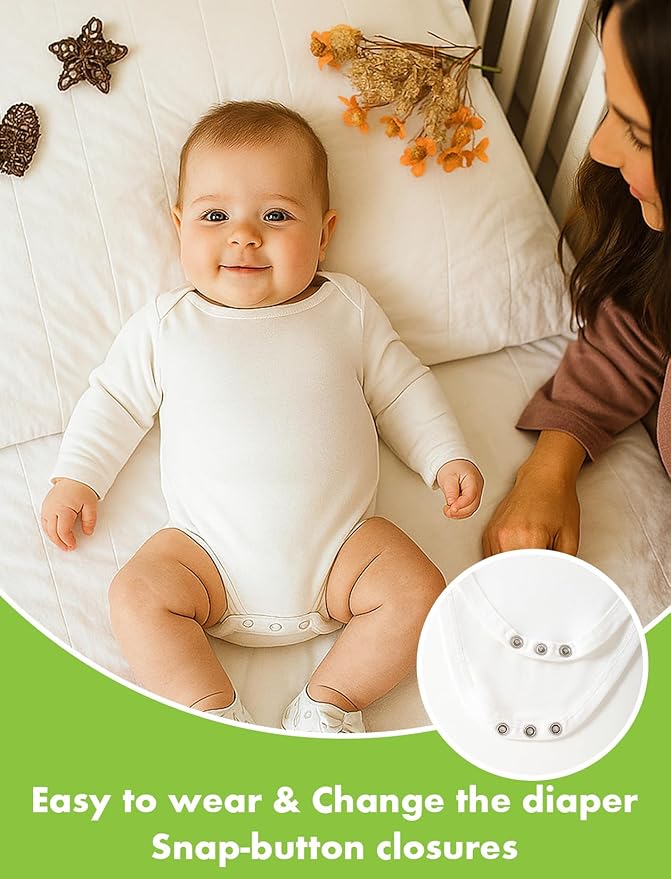 DEFAHN 2PCS Visocse from Bamboo Baby Rompers Unisex Onsies Solid Short Sleeve Baby Bodysuit 0-24 Months