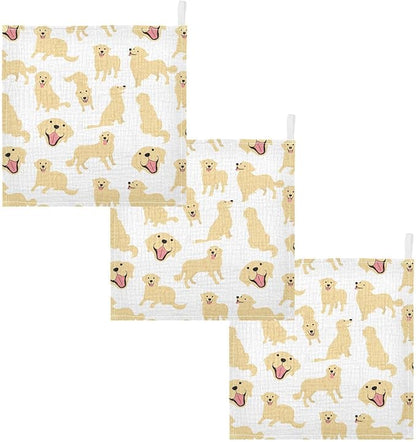 vvfelixl Baby Muslin Washcloths Golden Retriever Dog Baby Burp Cloths Cotton Baby Face Towel for Newborn Infants Boys Girls Soft and Absorbent 11.8 X 11.8 in, 3 Pack