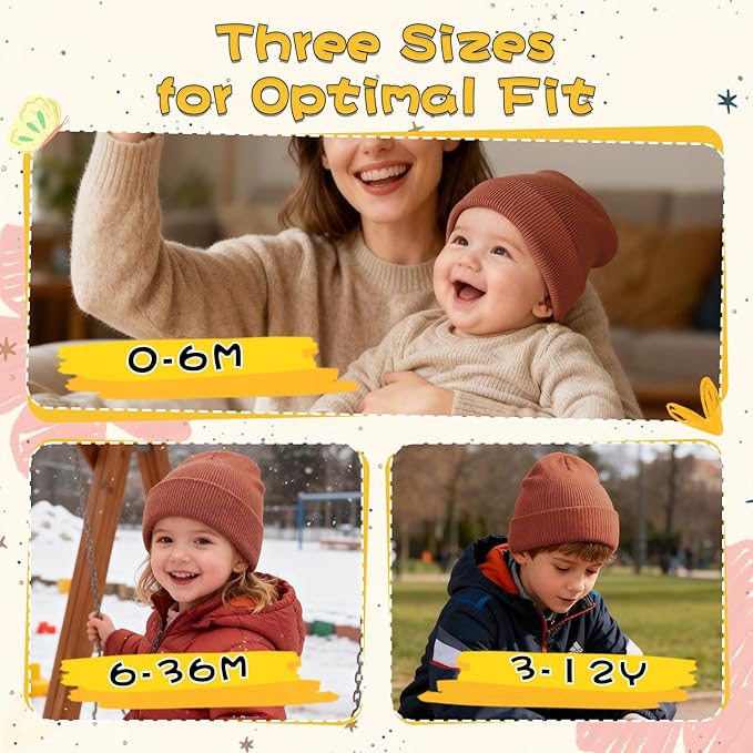 ZOORON Toddler Beanie Baby Kids Beanies Warm Winter Hat Knit Skull Cap for Boys & Girls Soft Children Infant Hat