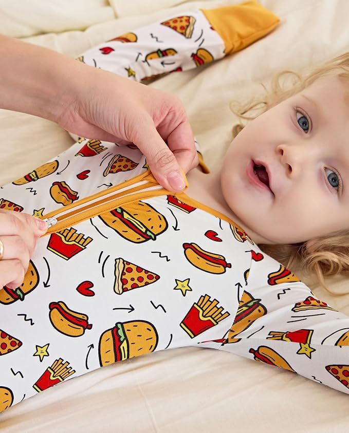 Bamboo Viscose Baby Convertible Footie Pajama, Zipper Pajamas for Baby Boys & Girls, Sleep & Play Footed Pjs