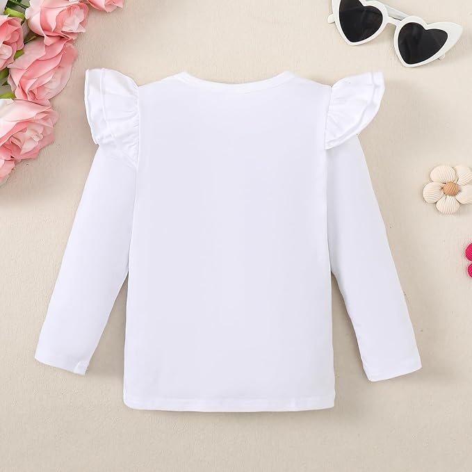 12M-14Y Toddler Baby Girls T Shirt Solid Color Blouse Ruffle Top Cotton Casual Tees Plain Shirt