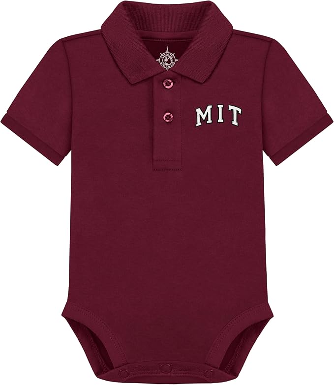 Creative Knitwear College Baby Polo Bodysuit Solid - Team Logo, Multiple Colors, for Boys & Girls (0-12 Months)