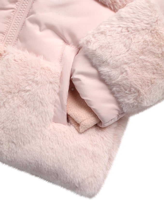 DKNY Baby Girls Puffer Coat - Soft Polar Fleece Lined Quilted Puffer Jacket for Girls - Cozy Winter Coat for Infant & Toddler