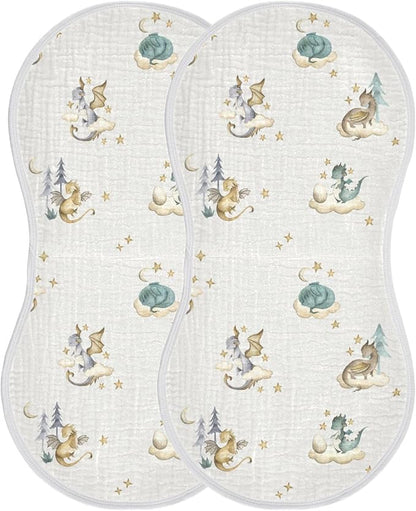 Vvfelixl Baby Burp Cloths Dragon Newborn Cotton Burping Set Washcloths 4 Pack