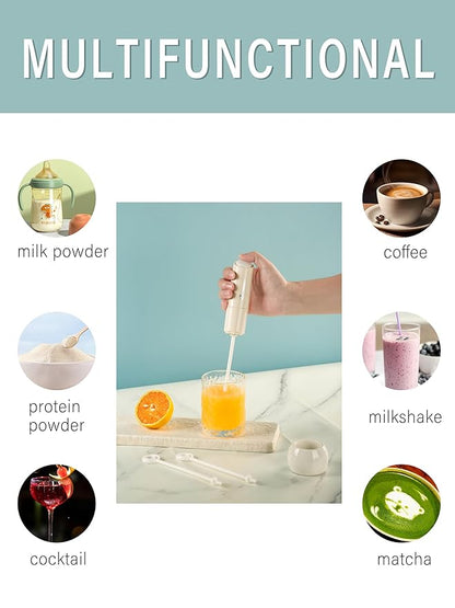 Handheld Electric Baby Formula Mixer,Electric Milk Frothers,Handheld Drink Mixer(Beige)