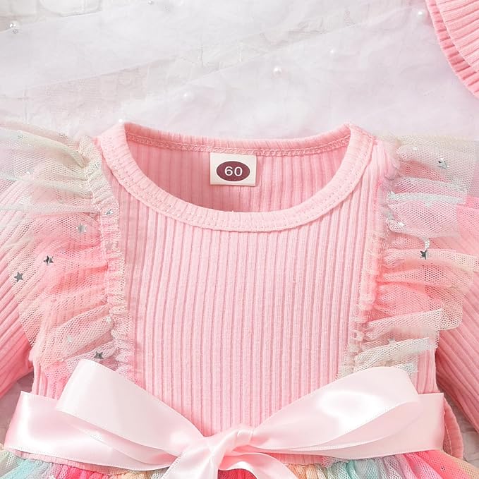 Aalizzwell Infant Newborn Girls Long Sleeve Bodysuit Dress