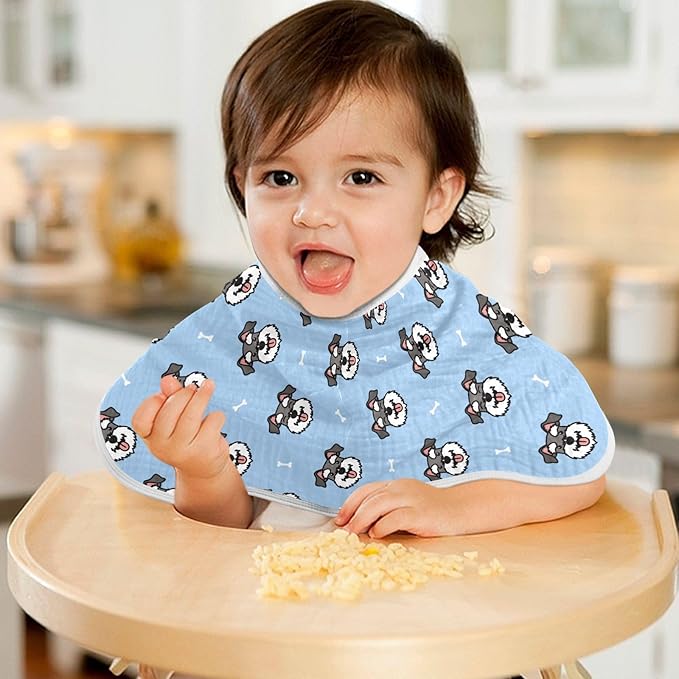 vvfelixl Miniature Schnauzer Dog Heads Burp Cloths for Baby Boy Girls Baby Washcloths Burp Rags 1 Pack