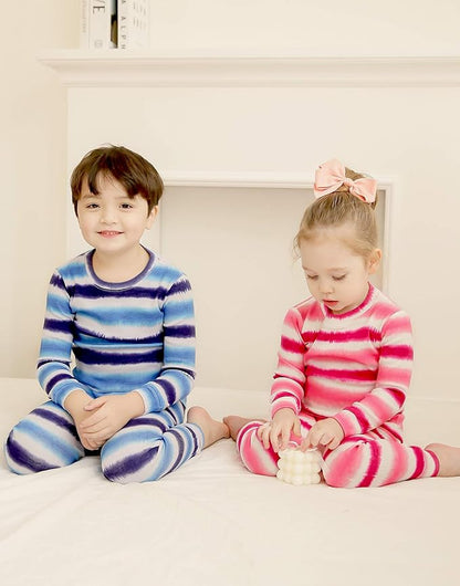 VAENAIT BABY 12M-12Y Toddler Kids Boys Girls 100% Cotton Marbling Tiedye Sung Fit Sleepwear Pajamas 2pcs Pjs Set