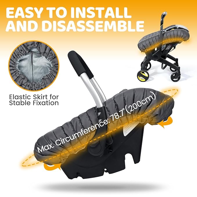 Orzbow Winter Carseat Cover for Baby, Baby Car Seat Cover for Boys & Girls, Warm Infant Car Seat Covers with Plush Lining for Cold Weather, Waterproof, Universal Fit, Newborn Must Have, Dark Grey