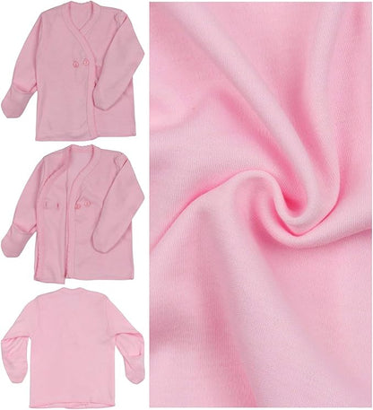 ToBeInStyle Babies' 4 Pack Relaxed Fit Short or Long Sleeve Button Up Kimono Tee Swaddle Shirt