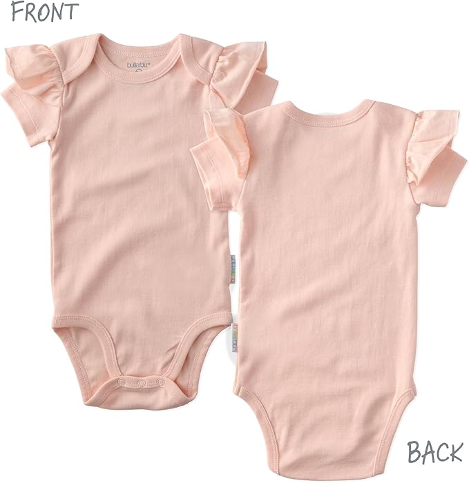 Rory 10-Pack Short Sleeve Ruffle Shoulder Bodysuits 100% Organic Cotton for Baby Girls