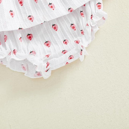 Mubineo Baby Girl Summer Clothes Cute Ruffle Tops Dress Shorts Outfits Set Infant Toddler Shrit Bloomers Princess Outfit