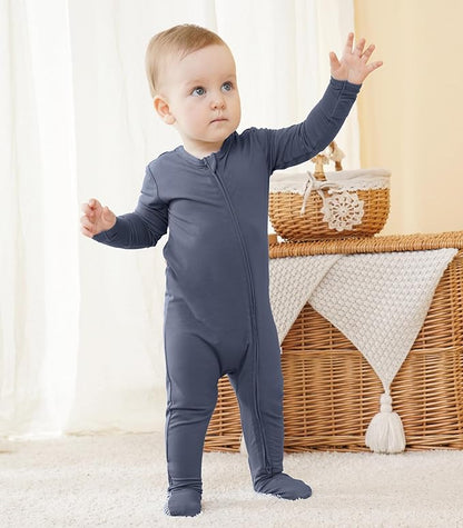 Baby Footie Romper Pajamas Unisex Newborn Infant Pjs Soft Rompers Viscose from Bamboo Sleepwear