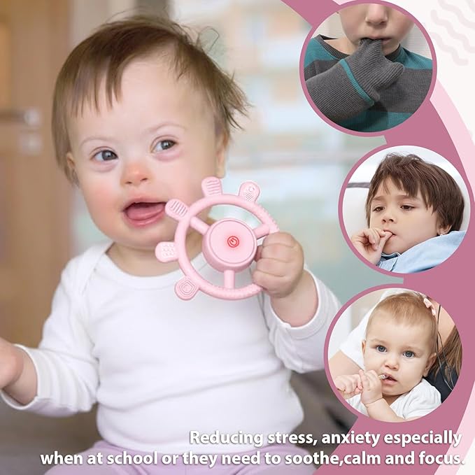 Vibrating Teether for Baby, Sensory Chew Toys for Autistic Children & Teething Toys for Babies 6-18 Months, USB Chargeable & 3X Vibration Settings. Toddler Travel Essential, Autism Sensory Products