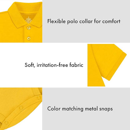 Creative Knitwear College Baby Polo Bodysuit Solid - Team Logo, Multiple Colors, for Boys & Girls (0-12 Months)
