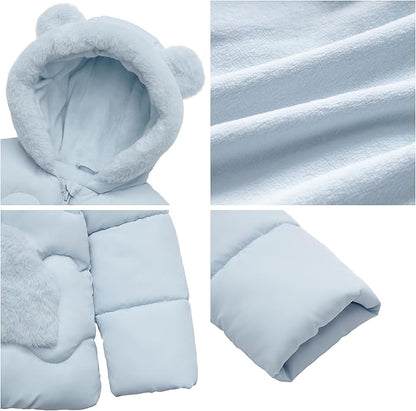 Rokka&Rolla Baby Girls' Water-Resistant Soft Mini Fur Lined Puffer Jacket for Newborn Infant Toddler (6-24M, 2T-5T)