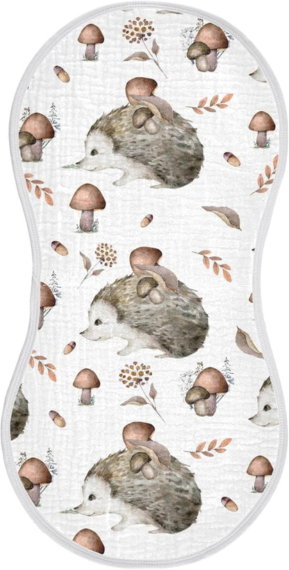 vvfelixl Mashrooms Hedgehog Burp Cloths for Baby Boy Girls Baby Washcloths Burp Rags 1 Pack