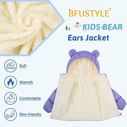 BFUSTYLE Baby Toddler Coat Boys Girls Bear Ear Hooded Puffer Jacket for kids 6M-5T