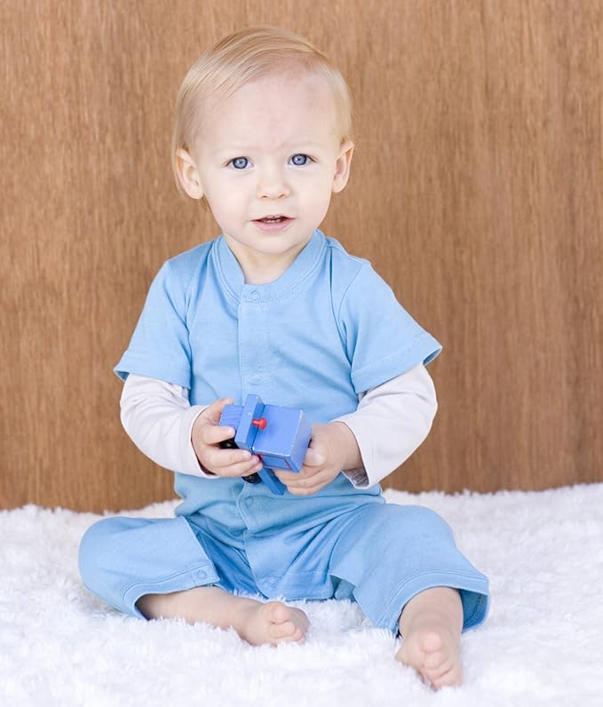 Babysoy Long Sleeve Baseball Style One Piece Coverall Romper